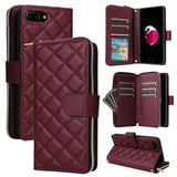 Crossbody Rhombic Zipper Tower Buckle Leather Phone Case with Lanyard