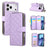 Crossbody Rhombic Zipper Tower Buckle Leather Phone Case with Lanyard