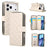 Crossbody Rhombic Zipper Tower Buckle Leather Phone Case with Lanyard