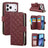 Crossbody Rhombic Zipper Tower Buckle Leather Phone Case with Lanyard