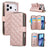 Crossbody Rhombic Zipper Tower Buckle Leather Phone Case with Lanyard