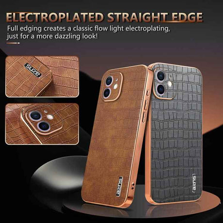 AZNS Electroplated Frame Crocodile Texture Full Coverage Phone Case