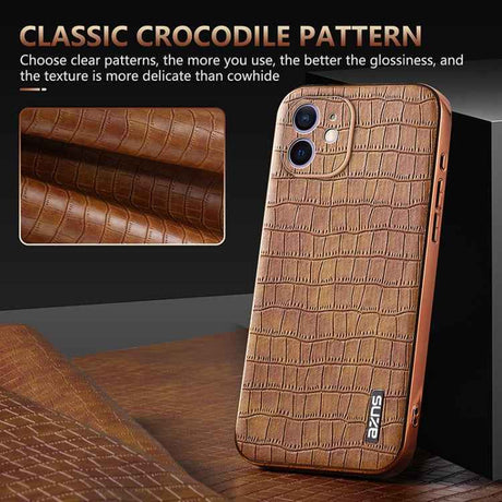 AZNS Electroplated Frame Crocodile Texture Full Coverage Phone Case