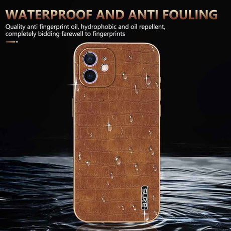 AZNS Electroplated Frame Crocodile Texture Full Coverage Phone Case