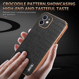 AZNS Electroplated Frame Crocodile Texture Full Coverage Phone Case