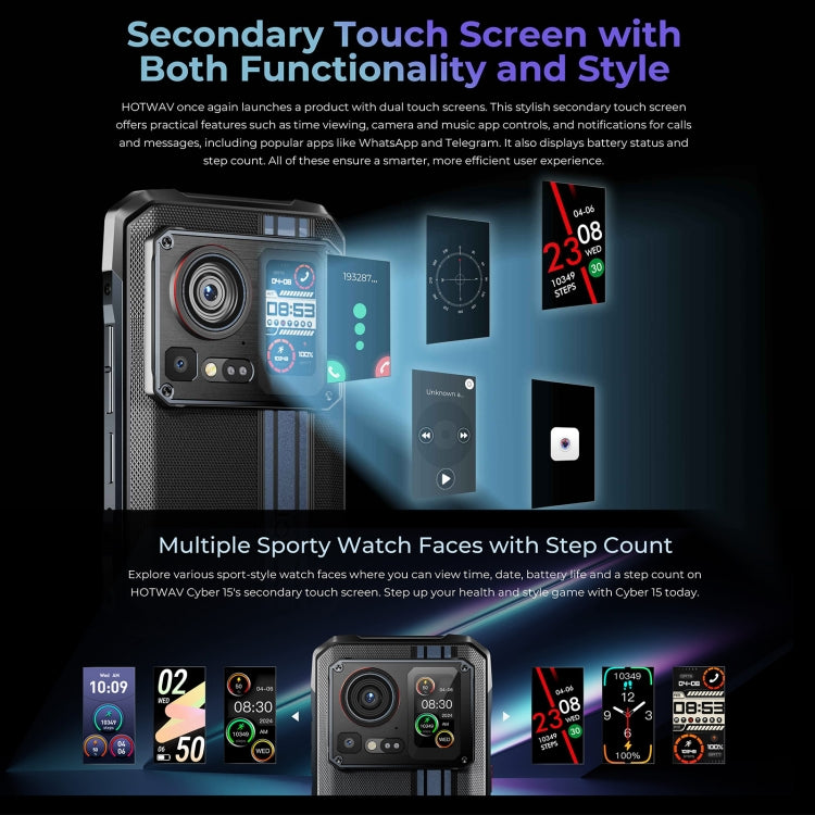 HOTWAV Cyber 15 Rugged Phone - IP68/IP69K Waterproof, 6.6" Android 13, MediaTek Helio G99, 12GB RAM, 256GB Storage, 6280mAh Battery, 4G, NFC, OTG