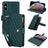 YM016 Rhombic Zipper Card Wallet Leather Phone Case with Lanyard