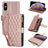 YM016 Rhombic Zipper Card Wallet Leather Phone Case with Lanyard