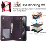 YM016 Rhombic Zipper Card Wallet Leather Phone Case with Lanyard