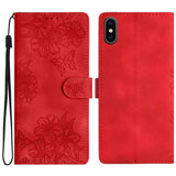 Cherry Blossom Butterfly Skin Feel Embossed PU Phone Case