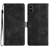Cherry Blossom Butterfly Skin Feel Embossed PU Phone Case