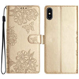 Cherry Blossom Butterfly Skin Feel Embossed PU Phone Case