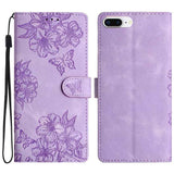 Cherry Blossom Butterfly Skin Feel Embossed PU Phone Case