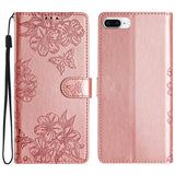Cherry Blossom Butterfly Skin Feel Embossed PU Phone Case
