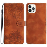 Cherry Blossom Butterfly Skin Feel Embossed PU Phone Case