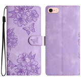 Cherry Blossom Butterfly Skin Feel Embossed PU Phone Case