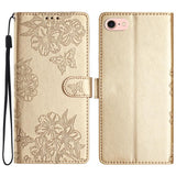 Cherry Blossom Butterfly Skin Feel Embossed PU Phone Case