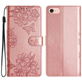 Cherry Blossom Butterfly Skin Feel Embossed PU Phone Case