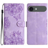 Cherry Blossom Butterfly Skin Feel Embossed PU Phone Case