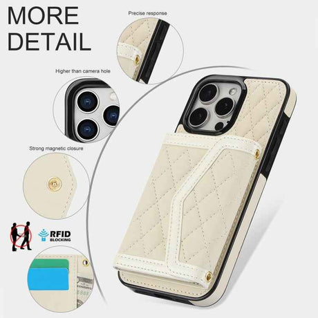 Splicing Rhombic Texture Card Bag Phone Case with Long Lanyard