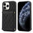 Splicing Rhombic Texture Card Bag Phone Case with Long Lanyard