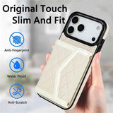 Splicing Rhombic Texture Card Bag Phone Case with Long Lanyard