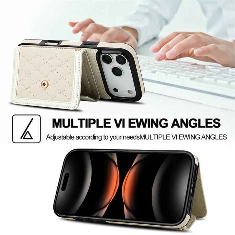 Splicing Rhombic Texture Card Bag Phone Case with Long Lanyard