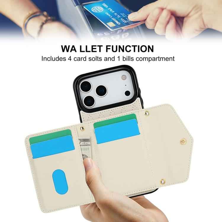 Splicing Rhombic Texture Card Bag Phone Case with Long Lanyard