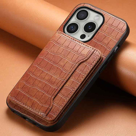 Crocodile Texture Card Bag Design Full Coverage Phone Case