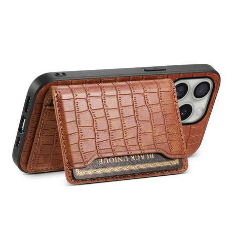 Crocodile Texture Card Bag Design Full Coverage Phone Case