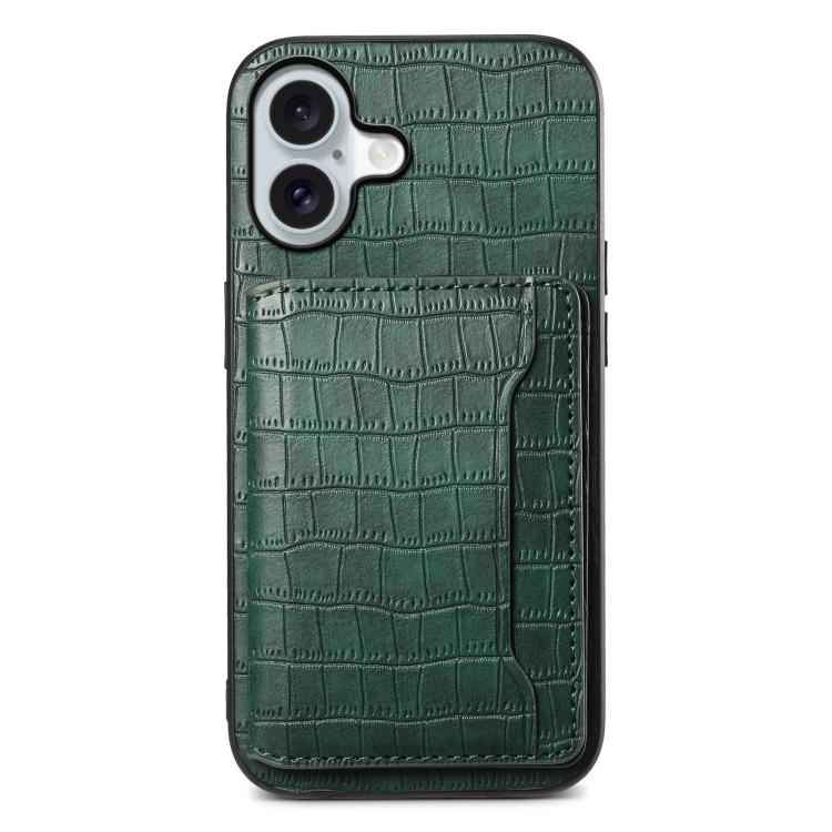 Crocodile Texture Card Bag Design Full Coverage Phone Case
