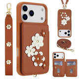 Crossbody Flower Pattern Leather Phone Case