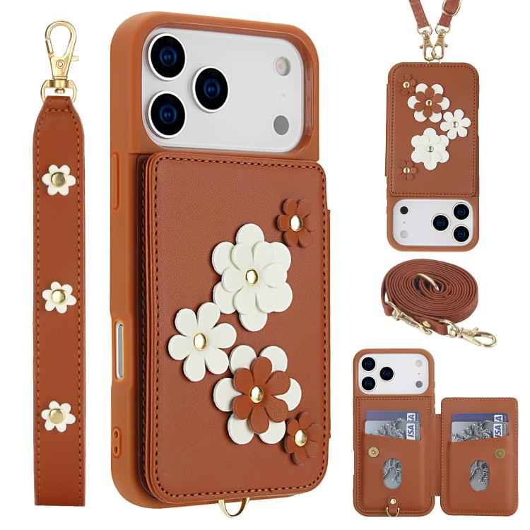 Crossbody Flower Pattern Leather Phone Case