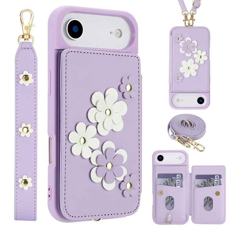 Crossbody Flower Pattern Leather Phone Case