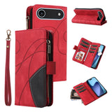 Dual-color 9 Card Slots Zipper Wallet Leather Phone Case