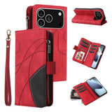 Dual-color 9 Card Slots Zipper Wallet Leather Phone Case