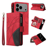Dual-color 9 Card Slots Zipper Wallet Leather Phone Case
