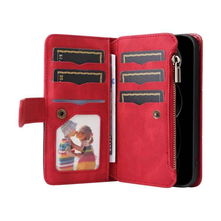 Dual-color 9 Card Slots Zipper Wallet Leather Phone Case
