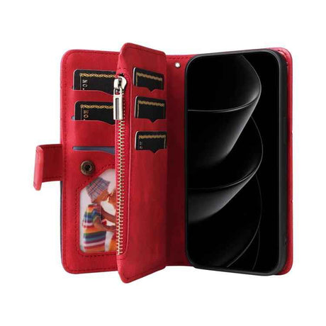 Dual-color 9 Card Slots Zipper Wallet Leather Phone Case