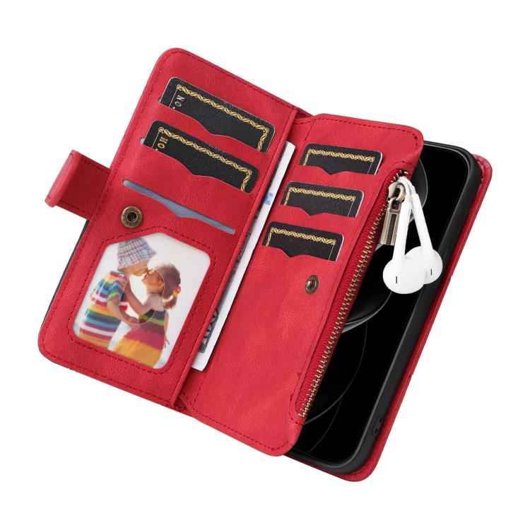 Dual-color 9 Card Slots Zipper Wallet Leather Phone Case