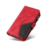 Dual-color 9 Card Slots Zipper Wallet Leather Phone Case