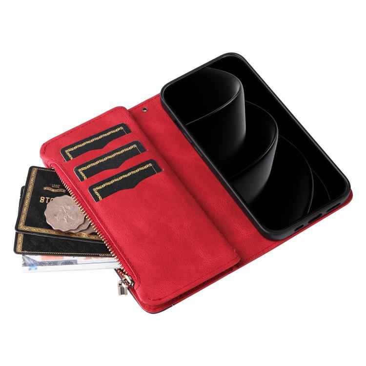 Dual-color 9 Card Slots Zipper Wallet Leather Phone Case