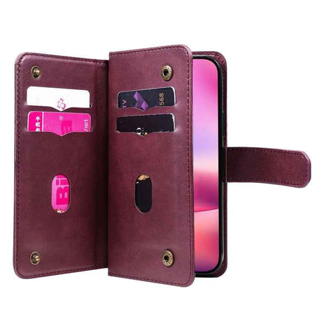 Multi-Function Wallet 10 Card Slots Leather Phone Case