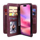 Multi-Function Wallet 10 Card Slots Leather Phone Case