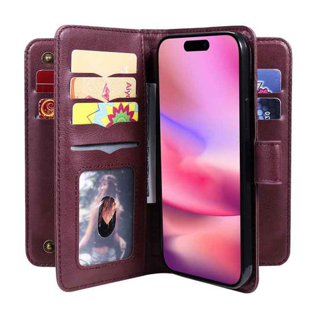 Multi-Function Wallet 10 Card Slots Leather Phone Case