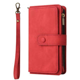 Skin Feel Multi Card Slots Zipper Wallet Leather Phone Case