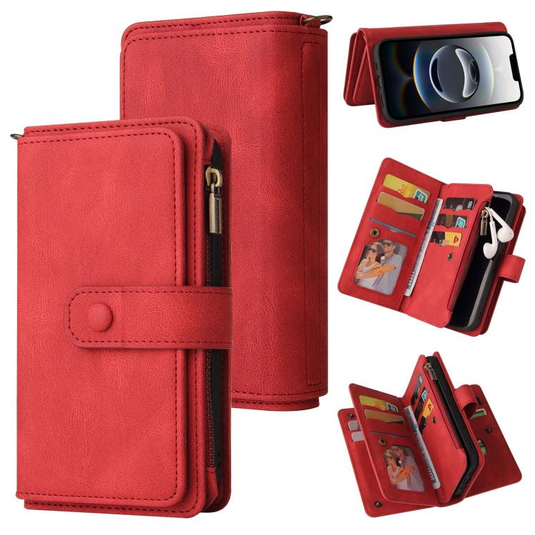 Skin Feel Multi Card Slots Zipper Wallet Leather Phone Case