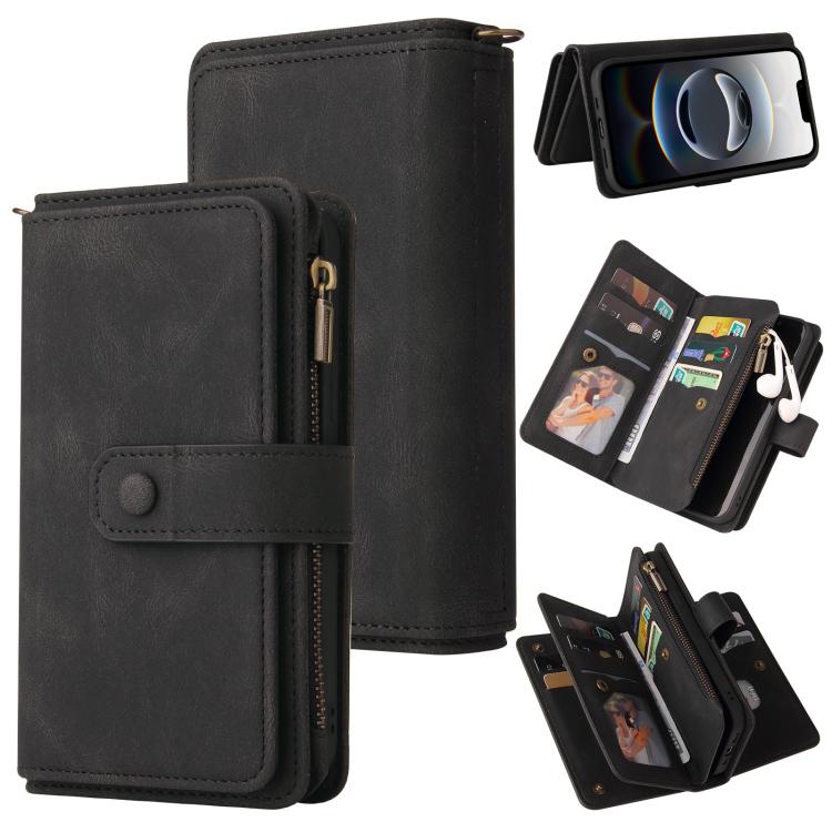 Skin Feel Multi Card Slots Zipper Wallet Leather Phone Case