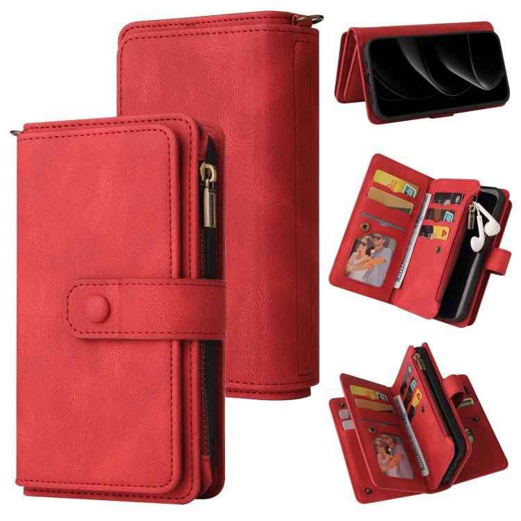 Skin Feel Multi Card Slots Zipper Wallet Leather Phone Case