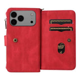Skin Feel Multi Card Slots Zipper Wallet Leather Phone Case